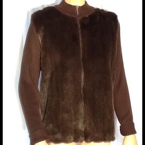 Chocolate Brown Zip Front cardigan Sweater